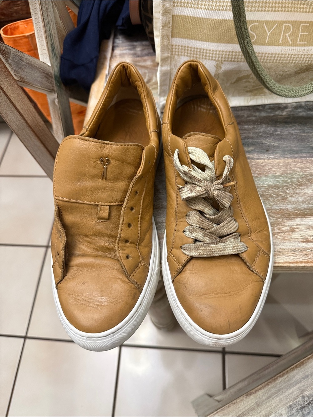 Men's Casual Tan Leather Sneakers
